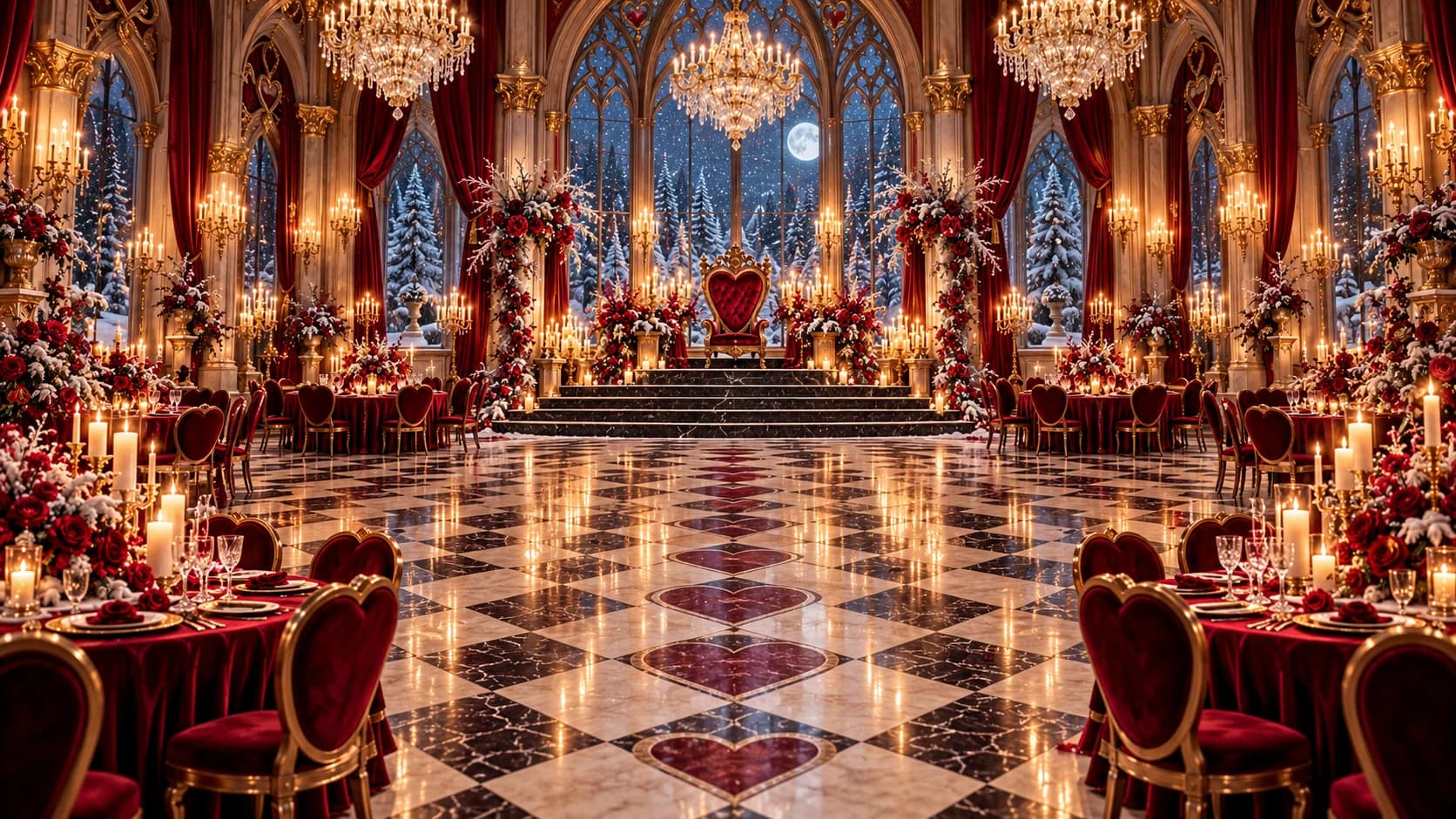 Alice in Winterland - The Queen of Hearts Ball: the ballroom concept